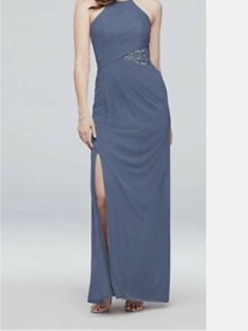 David's Bridal Steel Blue Evening Dress